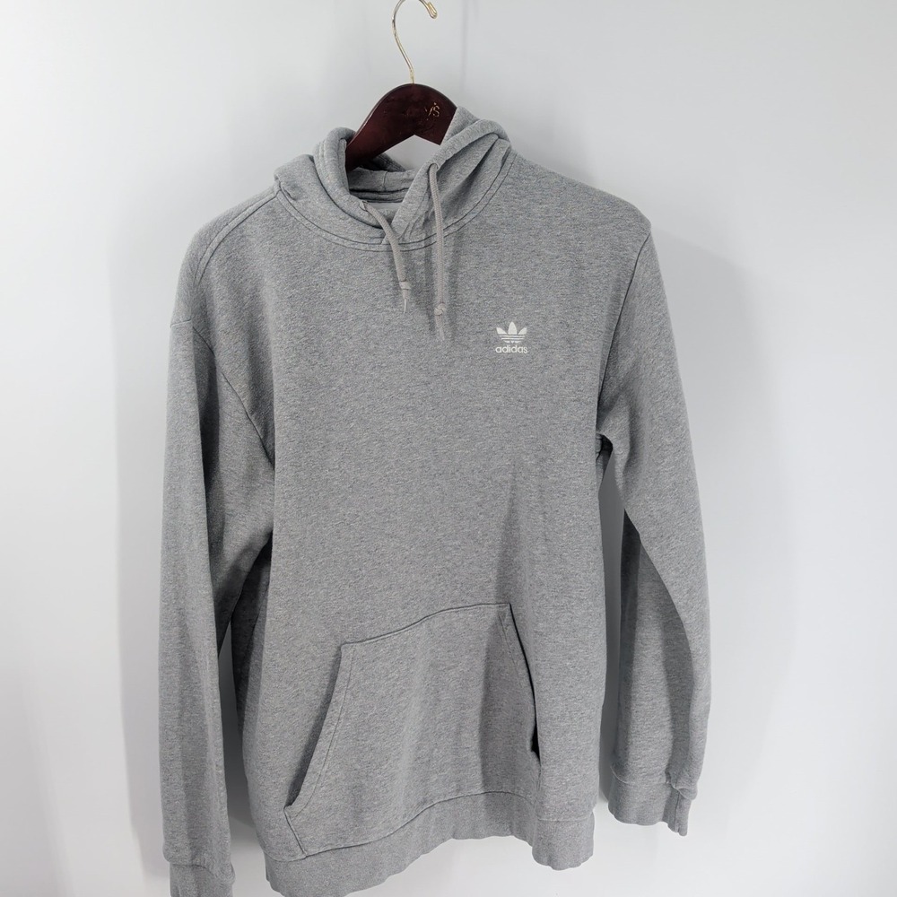 Adidas Primegreen Kangaroo Pocket Classic Pullover Hoodie Heather Gray Size M